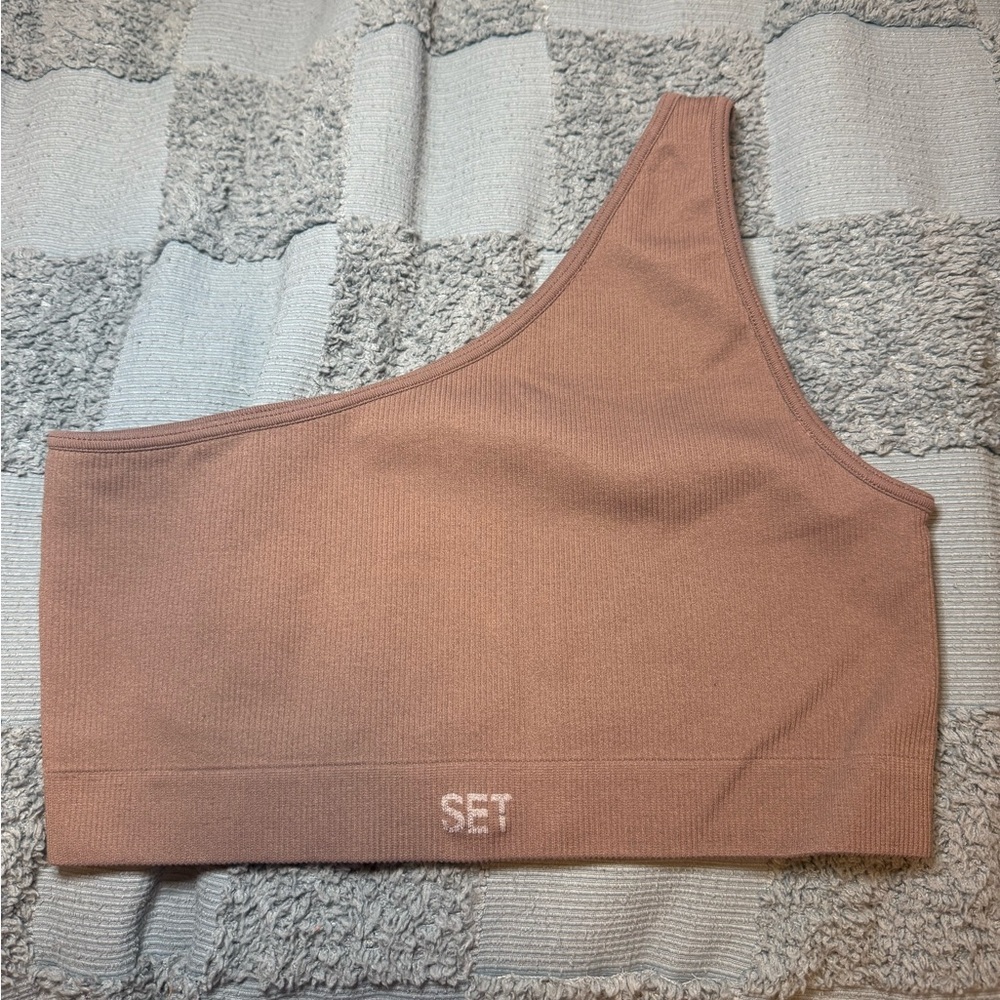 SET Active One-Shoulder Bra in Tan - Picture 2 of 4